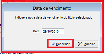 Como atualizar o valor e o vencimento de um boleto. Figura 6, Indicar a nova data de vencimento.