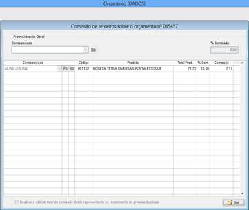 Como funciona o módulo de Orçamento. Figura 8 - Comissões de Terceiros