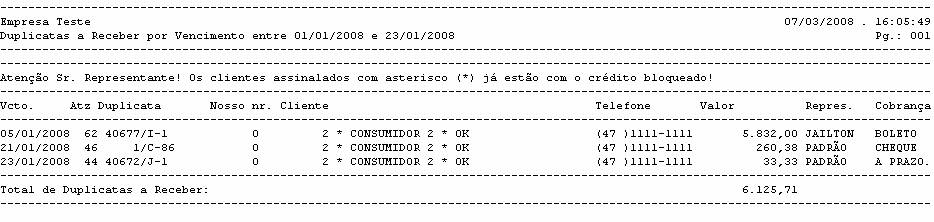 A Receber por Vencimento. Esse Relatório possibilita salvar todas as opções escolhidas através do botão , mantendo sempre as configurações ao entrar no módulo.