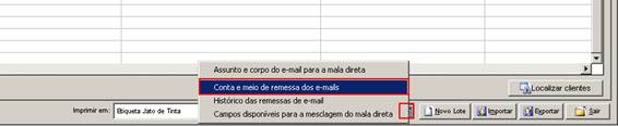 Como funciona o envio de mala direta. Figura 7. Conta e meio de remessa de e-mails.