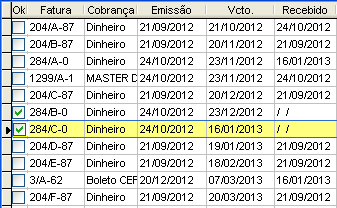 Como conceder desconto a uma Duplicata. Figura 10. Sensum NXS, Seleção de Duplicatas a Negociar.