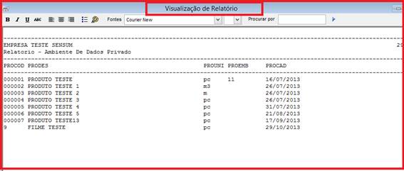 Como gerar relatório de produtos contendo itens como NCM, IPI e exportar para o Excel. Figura 10, Visualizar o relatório.