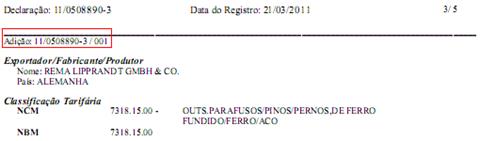 Como configurar a declaração de importação e suas adições. Figura 11. Adição DI (2)