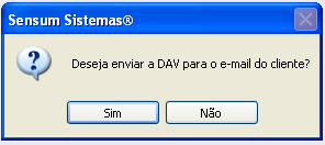 Como enviar um orçamento por e-mail. Figura 12. Mensagem para confirmação de envio de e-mail.