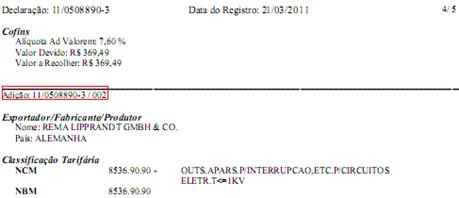 Como configurar a declaração de importação e suas adições. Figura 12. Adição DI (3)