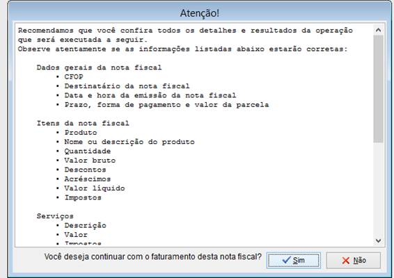 Como gerar um pedido e faturá-lo. Figura 13, Informações listadas sobre a nota fiscal.