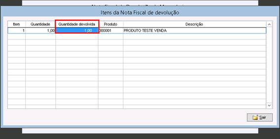 Como fazer uma nota fiscal de devolução do cliente para a empresa. Figura 7. Itens da Nota Fiscal de devolução