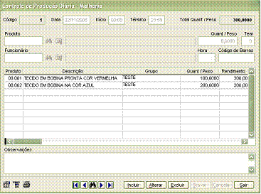 Controle de produção diária de malharia. Clique no botão “Outras opções”, localizado no canto inferior a esquerda do módulo.