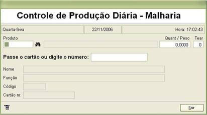 Controle de produção diária de malharia. - Funcionários (Poderá ser digitado o próprio nome do funcionário ou o código interno. Poderá ser utilizado o botão para localização e o botão…