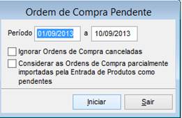 Como funciona o módulo de Ordem de Compra. Figura 19 - Ordem de Compra Pendente