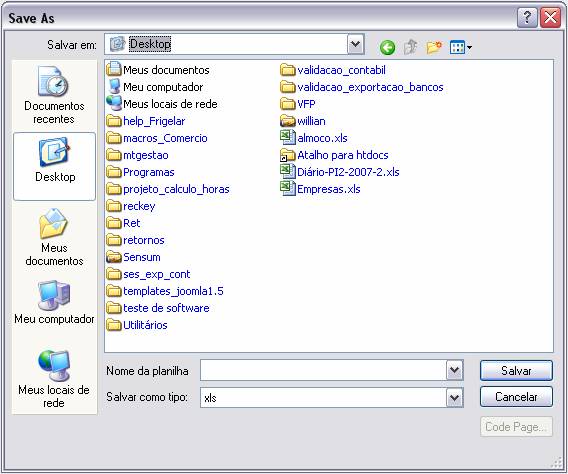 Evolução de inadimplência no período. Para Salvar o relatório em uma planilha Excel, deverá ser clicado no botão .