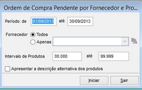 Como funciona o módulo de Ordem de Compra. Figura 21 - Ordem de Compra Pendente por Fornecedor e Produto