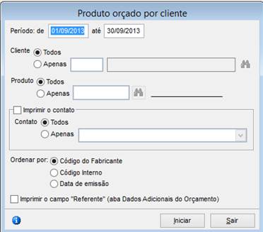 Como funciona o módulo de Orçamento. Figura 22- Relatório de Produtos Orçados por cliente