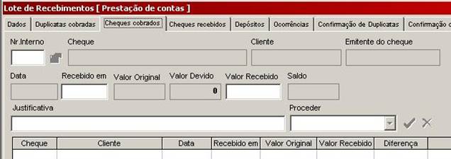 Prestação de Contas. Cheques Cobrados