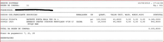 Como funciona o módulo de Ordem de Compra. Figura 23 - Previsão de Entrega dos Pedidos em Aberto