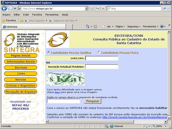 Cadastro de clientes: aba Pessoa Jurídica/Física. Selecione o Estado correspondente ao cliente e logo após digite o C.N.P.J.