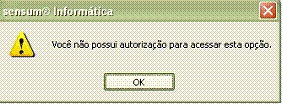 Controle de produção diária de malharia. Propriedades: Ao clicar no botão, será apresentada a tela de controle de acesso: