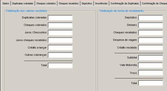 Prestação de Contas. Totalização