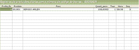 Controle de produção diária de malharia. - Localização pelo código de Barras: Ao acessar esta opção, será possível a localização de um produto registrado em uma produção diária, através de…