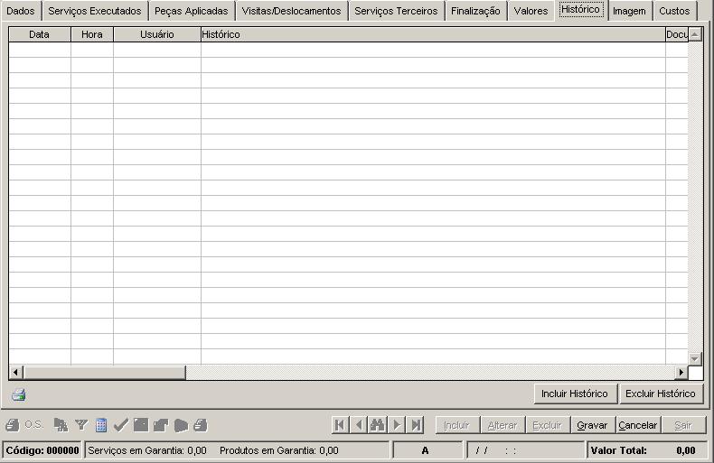 Assistência técnica: ordens de serviço. Aba Finalização: Fechamento: Data de Fechamento da OS. Botão "Marcar Serviços": Marca os serviços que foram incluídos na aba Serviços Executados. Tabela de serviços…