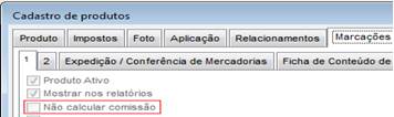 Figura 2 - Se o produto está configurado para gerar comissão