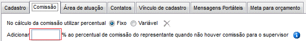 Figura 17 - Adicionar ao percentual do representante caso não haja comissão para o supervisor