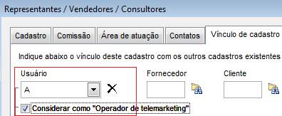 Figura 22 - Configuração do operador no cadastro do representante
