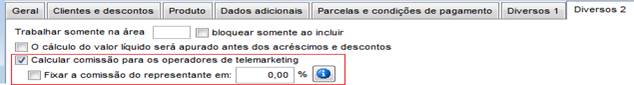 Figura 23 - Configuração do operador de telemarketing no controle de pedidos