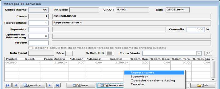 Figura 27 - Alteração de Comissão